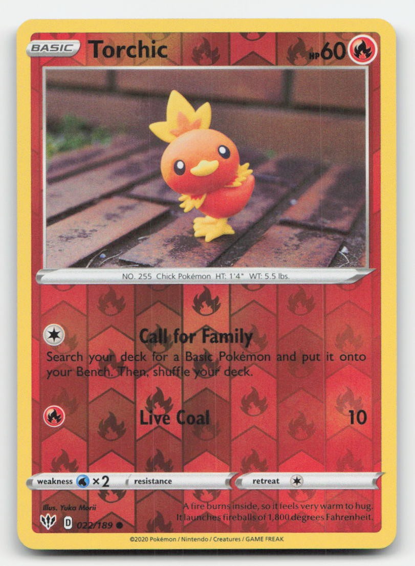 Torchic Reverse Holo Darkness Ablaze 022/189 C Pokemon NM