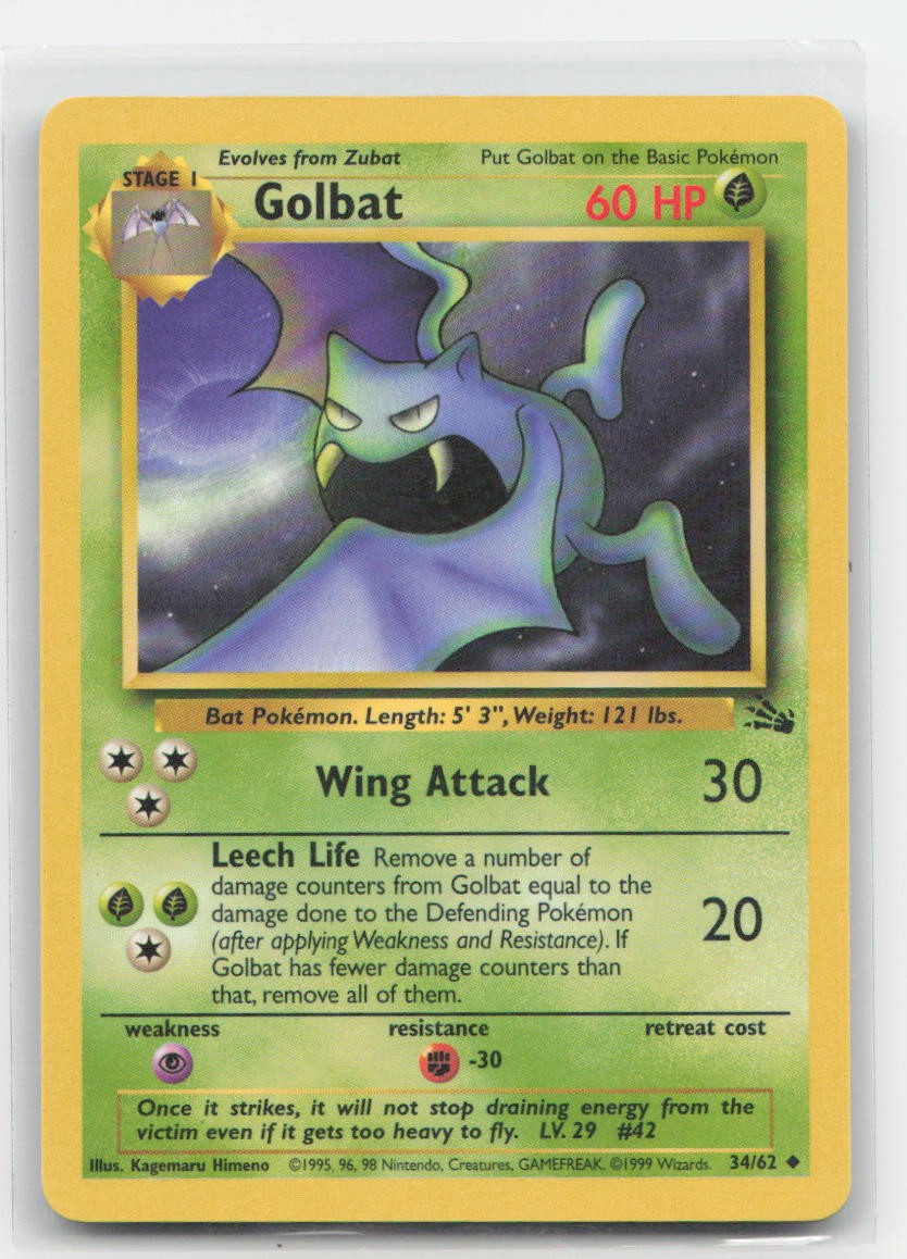 Golbat Unlimited Fossil 34/62 UC Pokemon NM