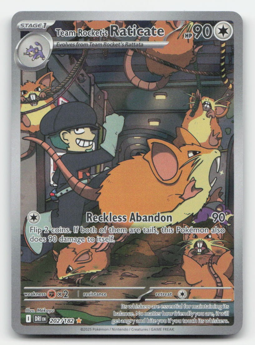 Team Rocket's Raticate Holo Destined Rivals 202/182 Illustration Rare Pokemon LP