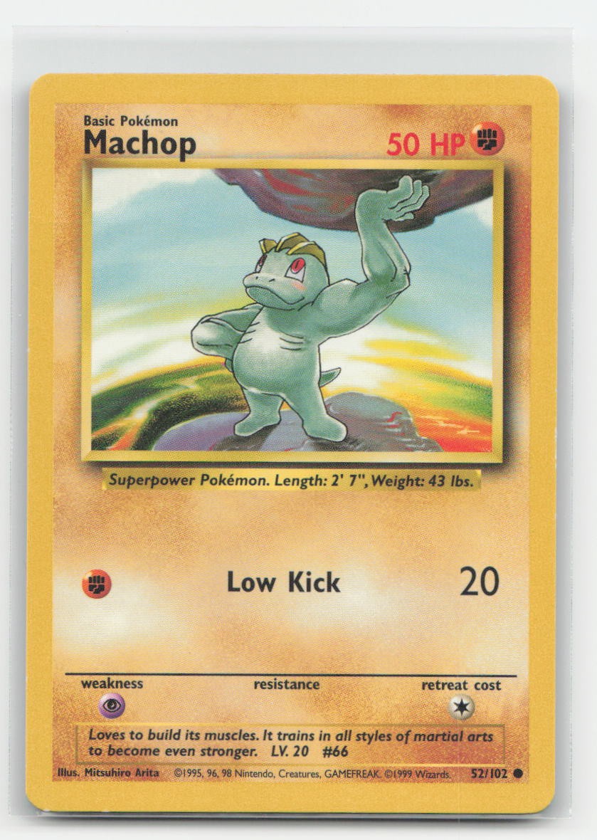 Machop Base Set Unlimited 52/102 C Pokemon DMG