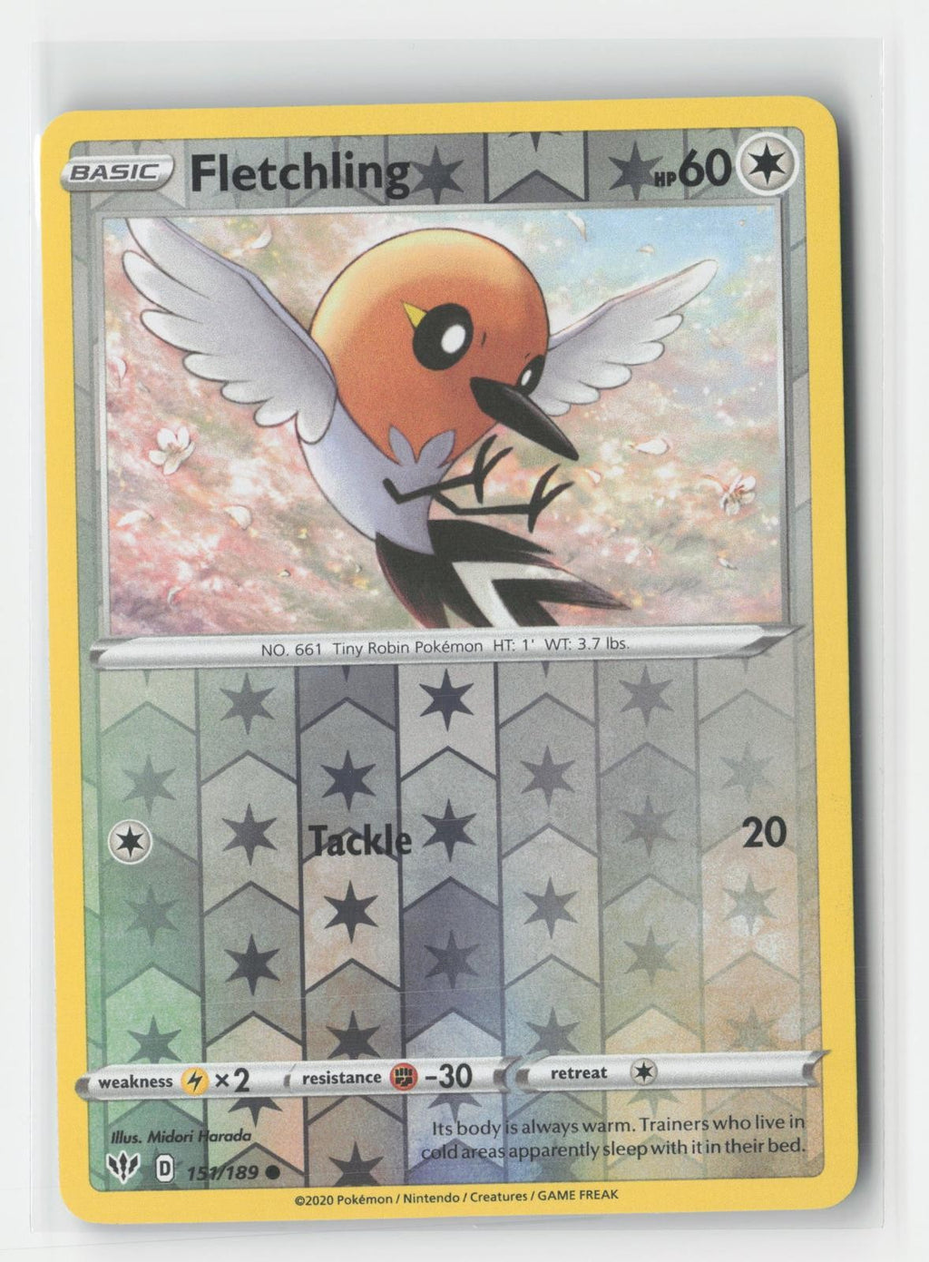 Fletchling Reverse Holo Darkness Ablaze 151/189 C Pokemon NM