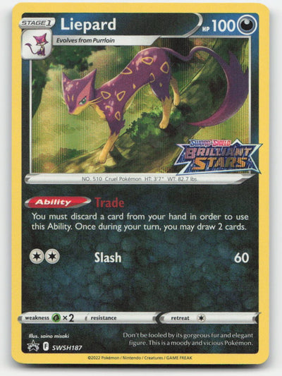 Liepard Holo Sword & Shield Promo SWSH187 P Pokemon NM