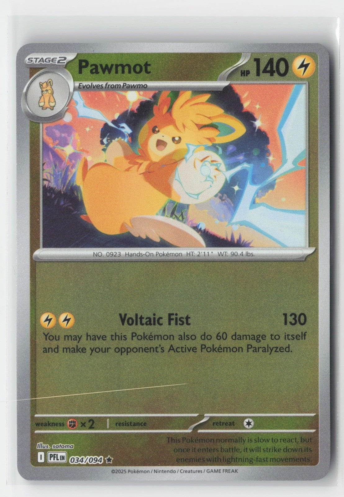 Pawmot Reverse Holo ME02: Phantasmal Flames PFL 034/094 Pokemon TCG
