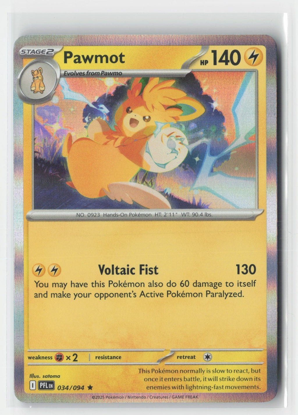 Pawmot Holofoil ME02: Phantasmal Flames PFL 034/094 Pokemon TCG