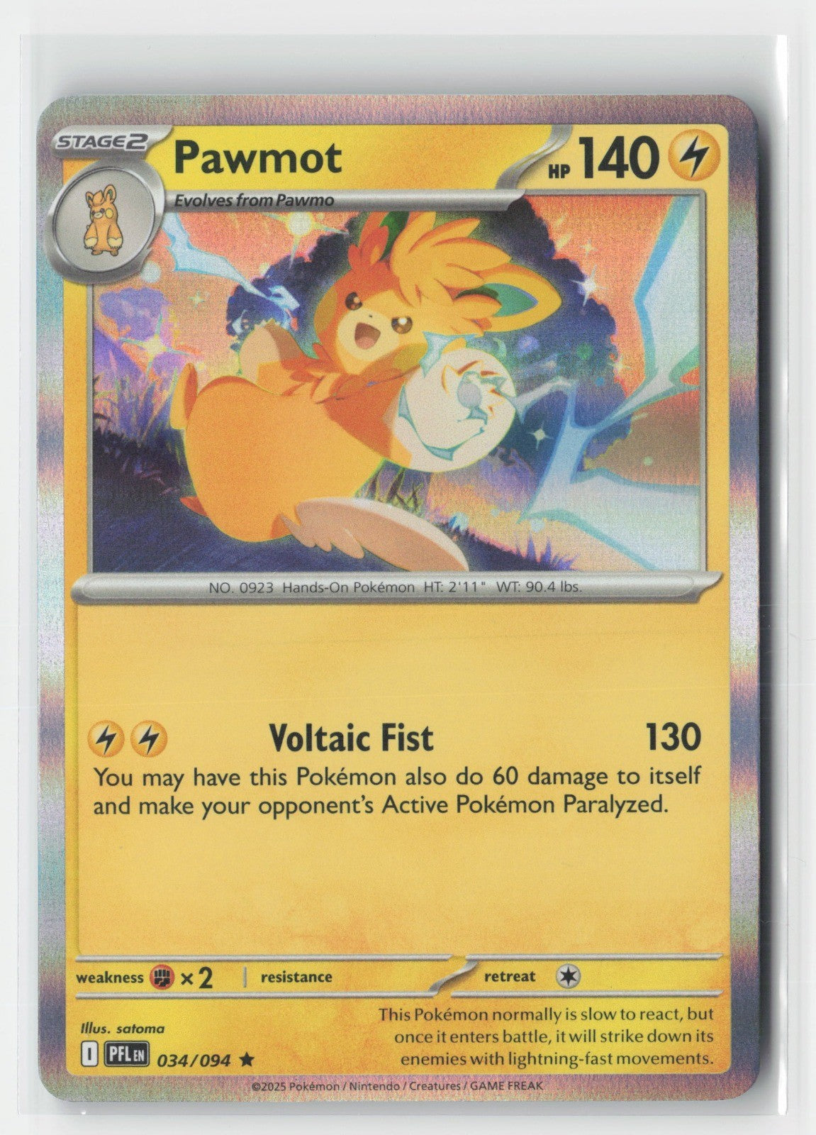 Pawmot Holofoil ME02: Phantasmal Flames PFL 034/094 Pokemon TCG