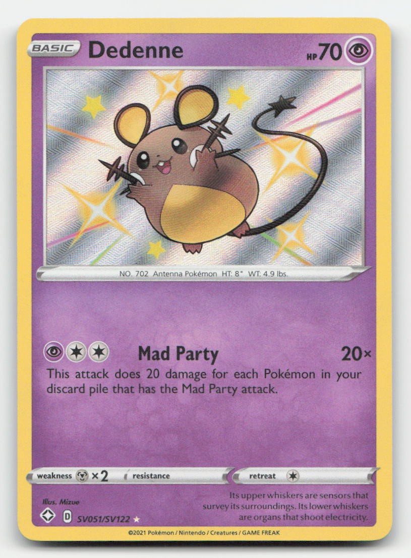 Dedenne Shining Fates Shiny Vault SV051/SV122 Shiny Rare Pokemon NM