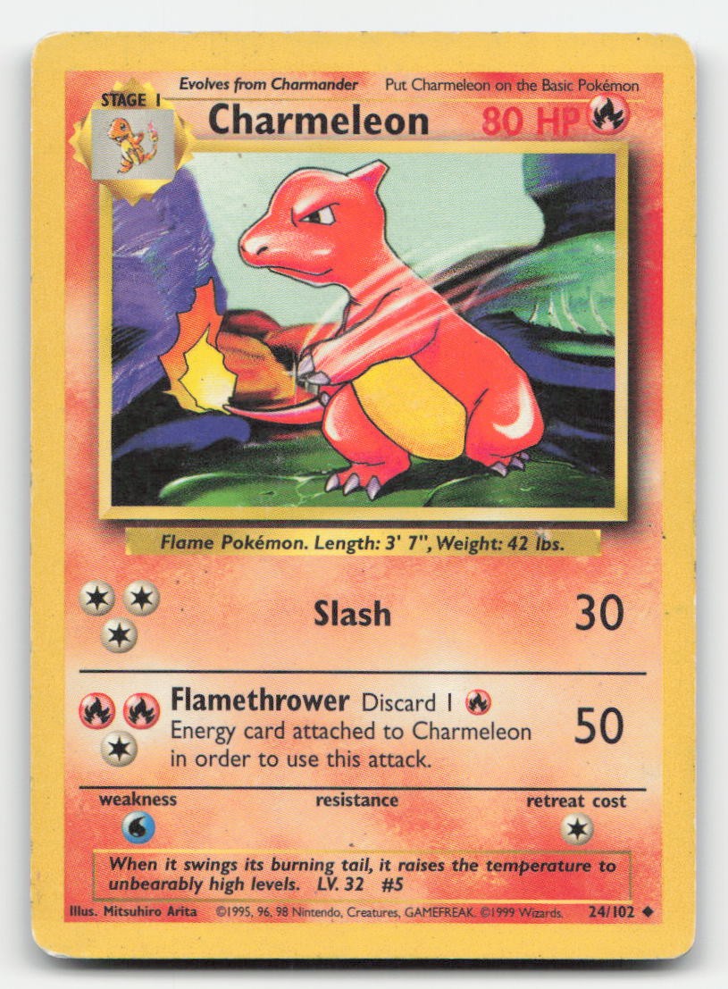 Charmeleon Base Set Unlimited 24/102 UC Pokemon DMG