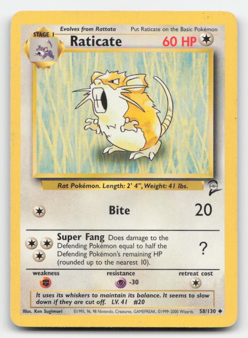 Raticate Base Set 2 58/130 UC Pokemon MP