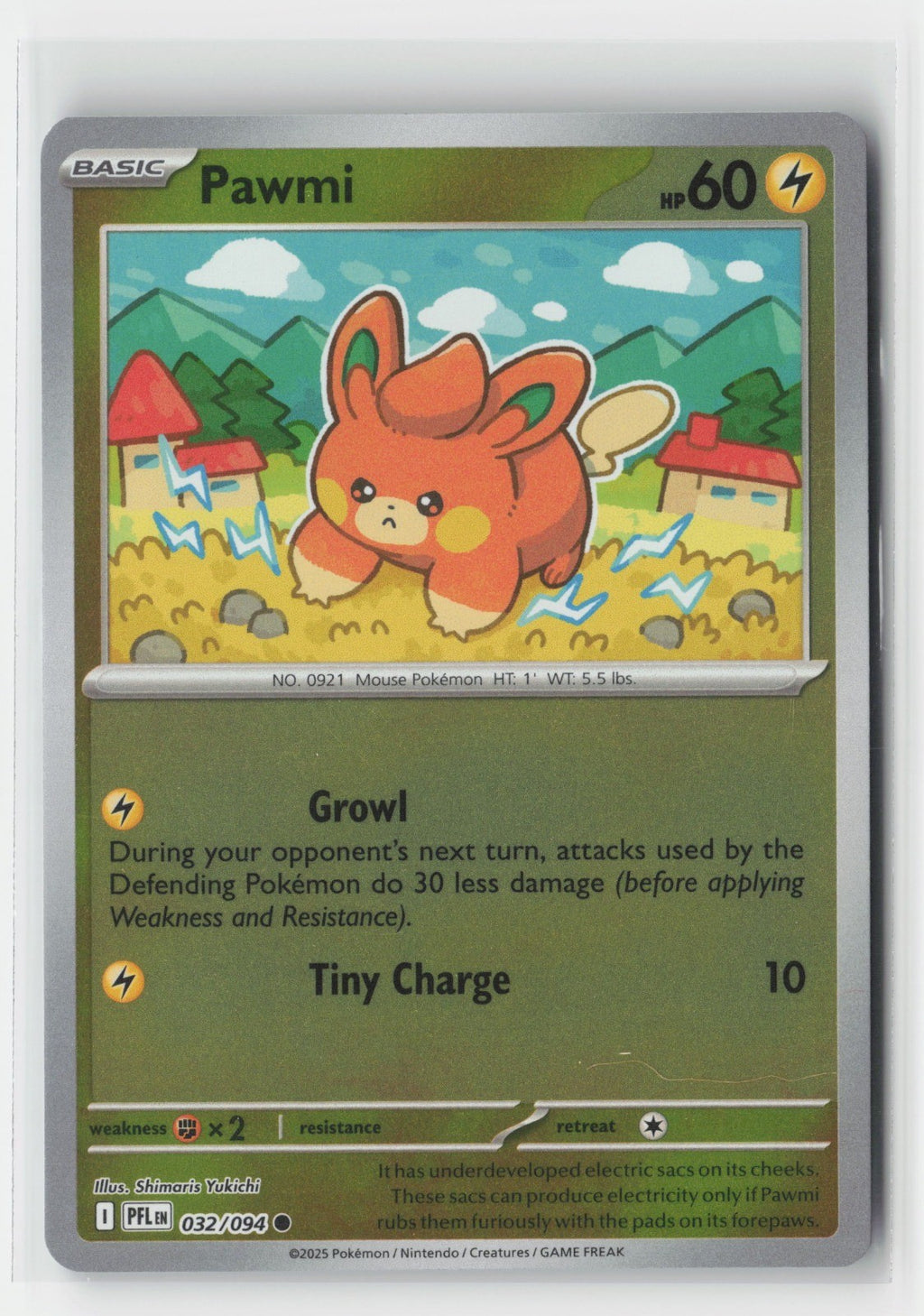 Pawmi Reverse Holo ME02: Phantasmal Flames PFL 032/094 Pokemon TCG