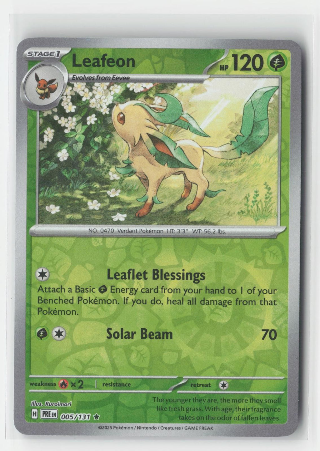 Leafeon Reverse Holo Holo Prismatic Evolutions 005/131 R Pokemon NM