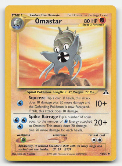 Omastar Unlimited Neo Discovery 43/75 UC Pokemon LP