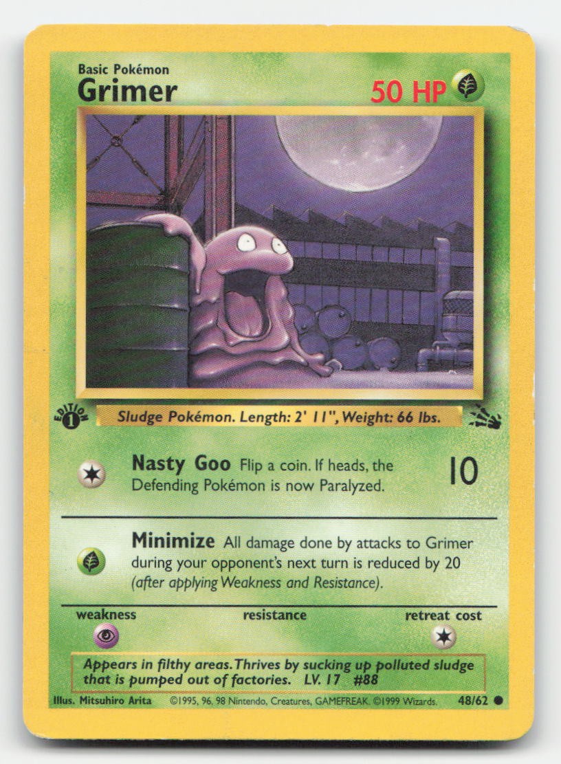 Grimer 1st Edition Fossil 48/62 C Pokemon MP