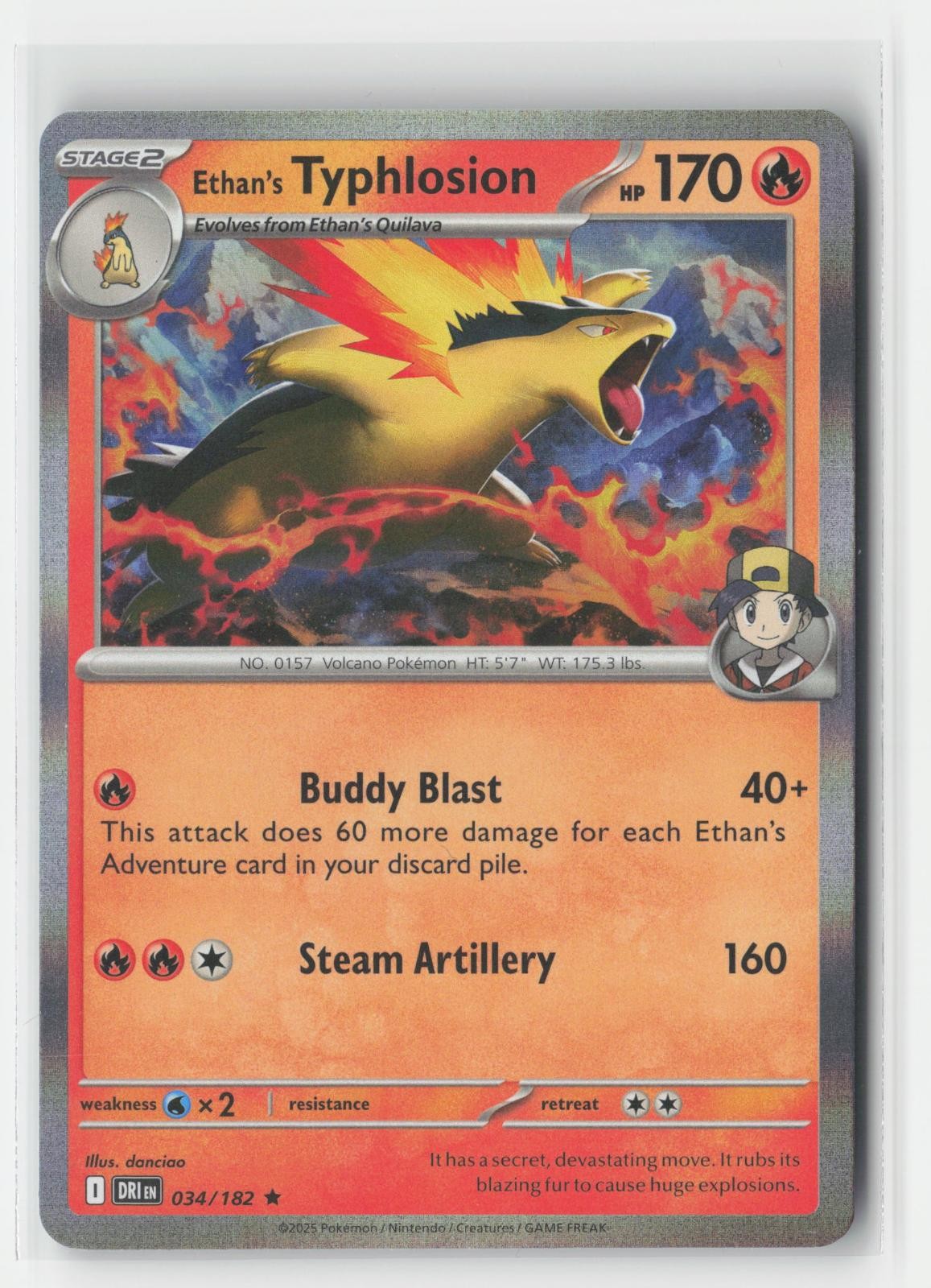 Ethan's Typhlosion Holo Destined Rivals 034/182 R Pokemon NM