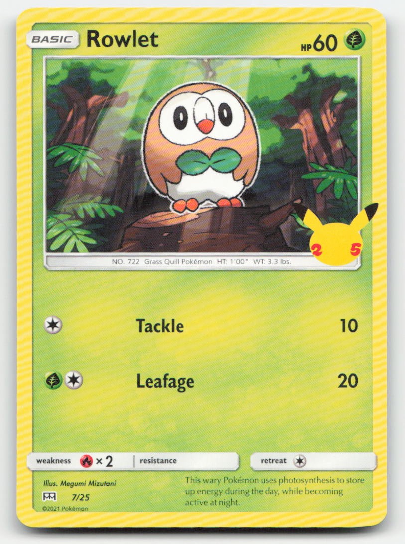 Rowlet McDonald's 25th Anniversary Promos 007/025 P Pokemon NM