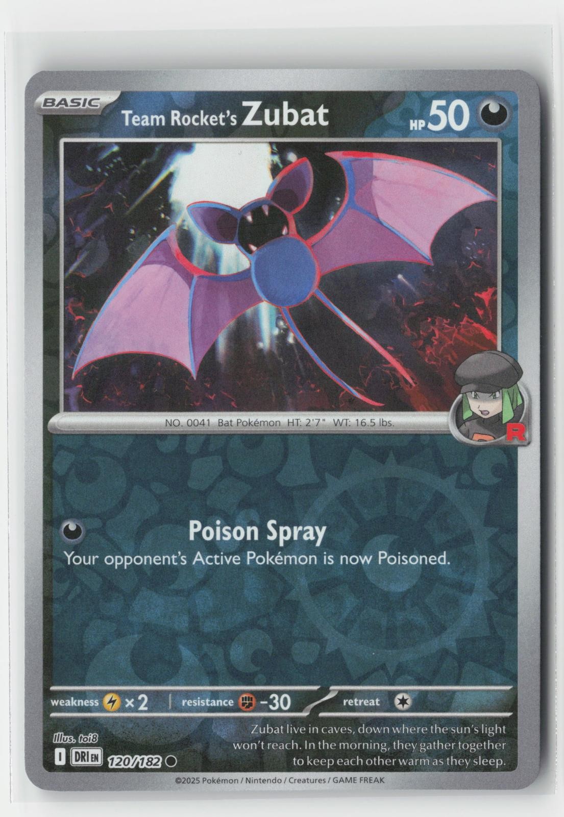 Team Rocket's Zubat Reverse Holo Destined Rivals 120/182 C Pokemon NM