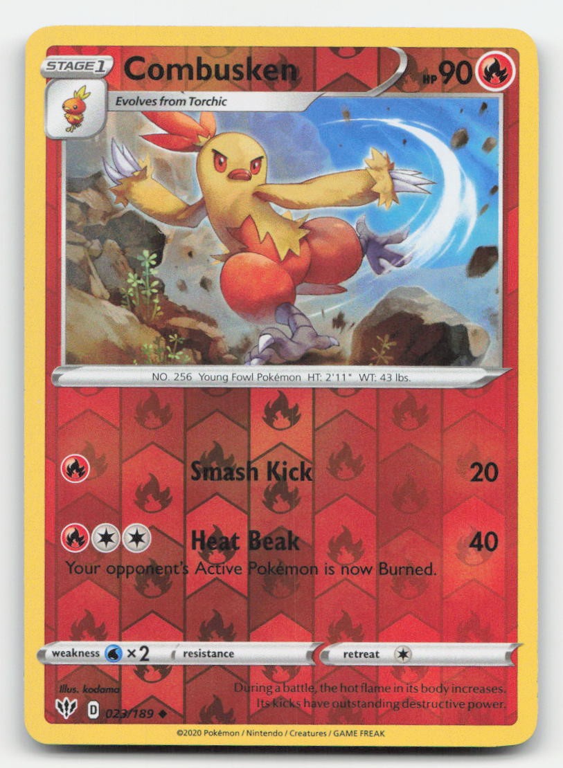 Combusken Reverse Holo Darkness Ablaze 023/189 UC Pokemon NM