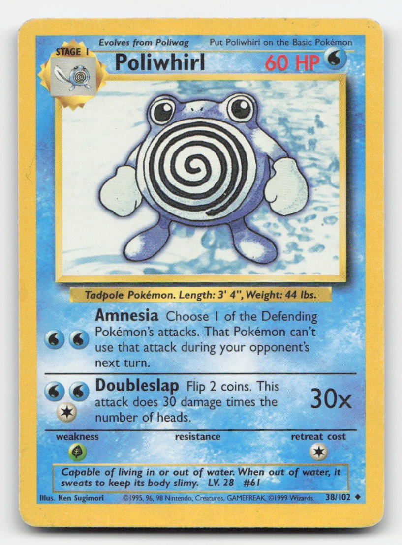 Poliwhirl Base Set Unlimited 38/102 UC Pokemon HP