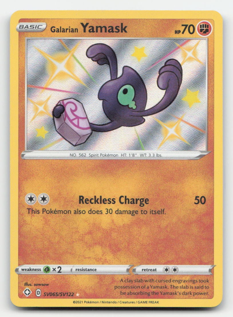 Galarian Yamask Shining Fates Shiny Vault SV065/SV122 Shiny Rare Pokemon NM