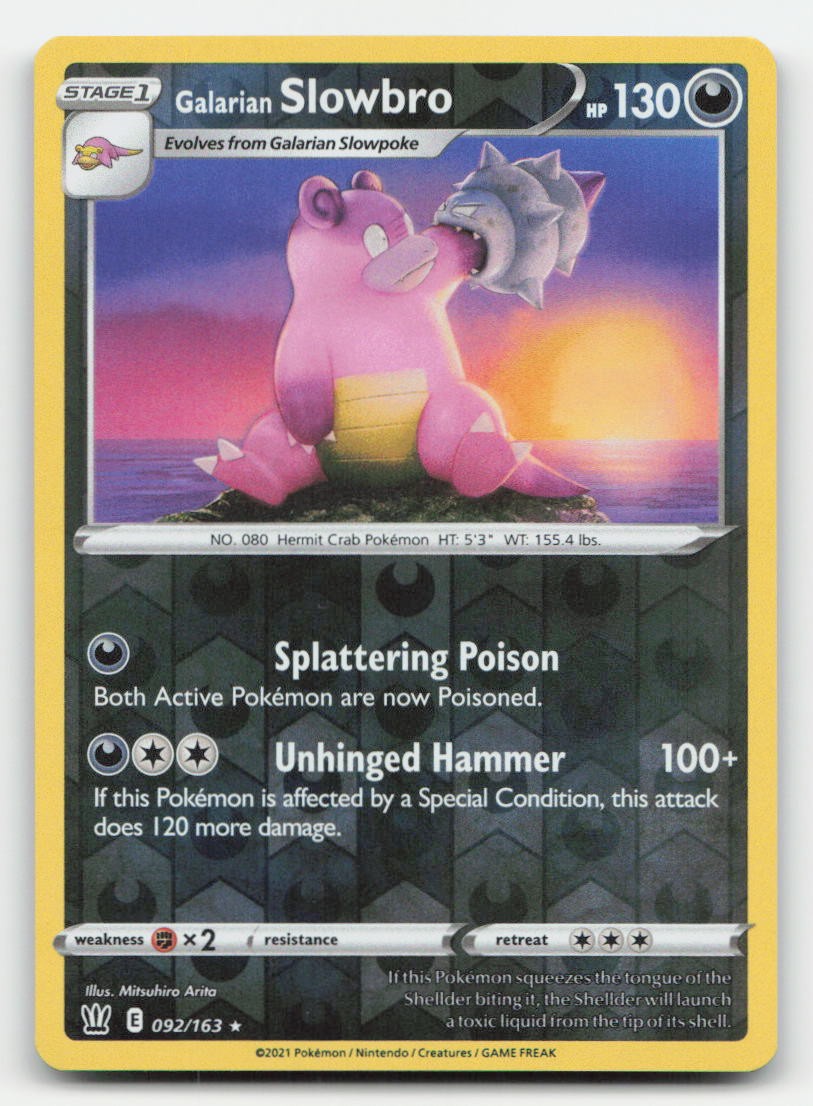 Galarian Slowbro Reverse Holo Battle Styles 092/163 R Pokemon NM