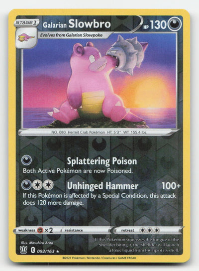 Galarian Slowbro Reverse Holo Battle Styles 092/163 R Pokemon NM