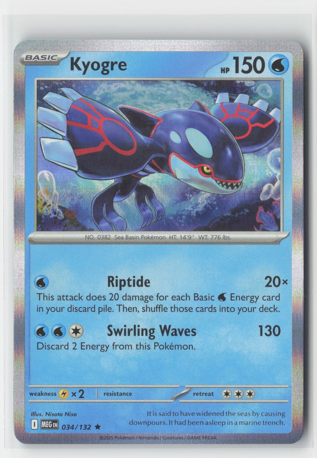 Kyogre Holo ME01: Mega Evolution MEG 034/132 Pokemon TCG