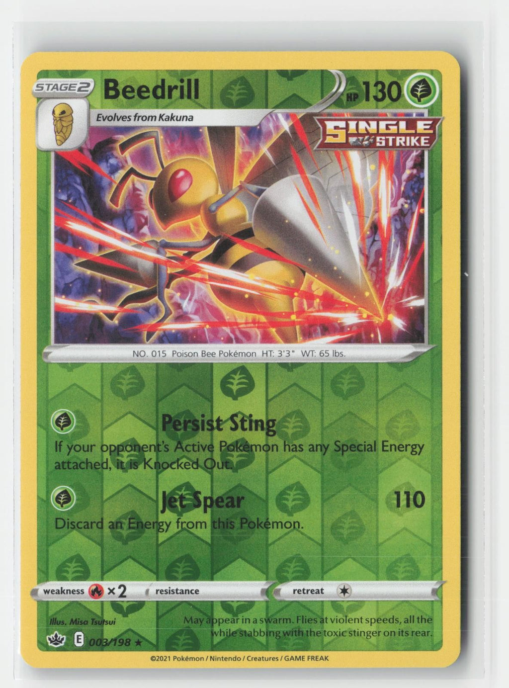 Beedrill Holo Chilling Reign 003/198 R Pokemon Reverse Holo NM