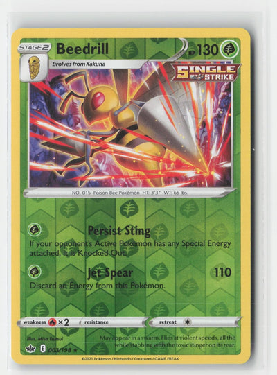 Beedrill Holo Chilling Reign 003/198 R Pokemon Reverse Holo NM