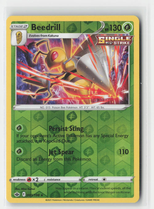 Beedrill Holo Chilling Reign 003/198 R Pokemon Reverse Holo NM