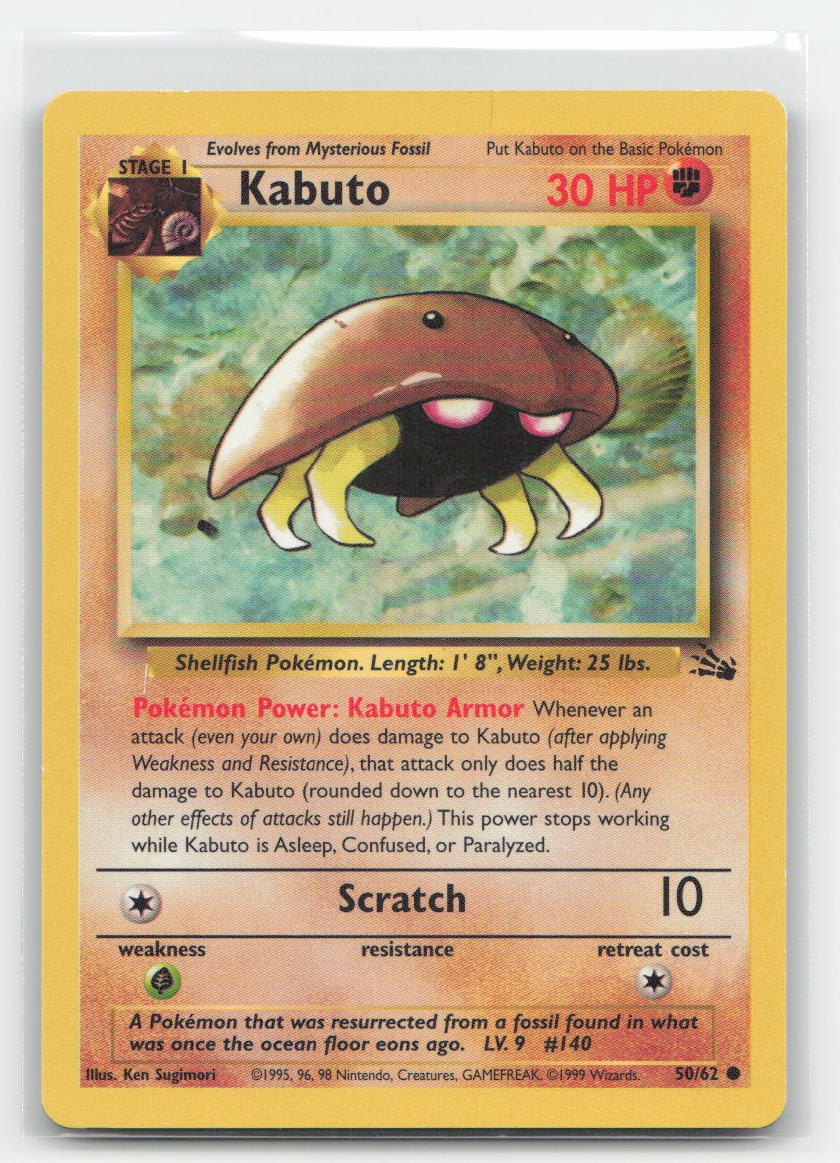 Kabuto Unlimited Fossil 50/62 C Pokemon HP