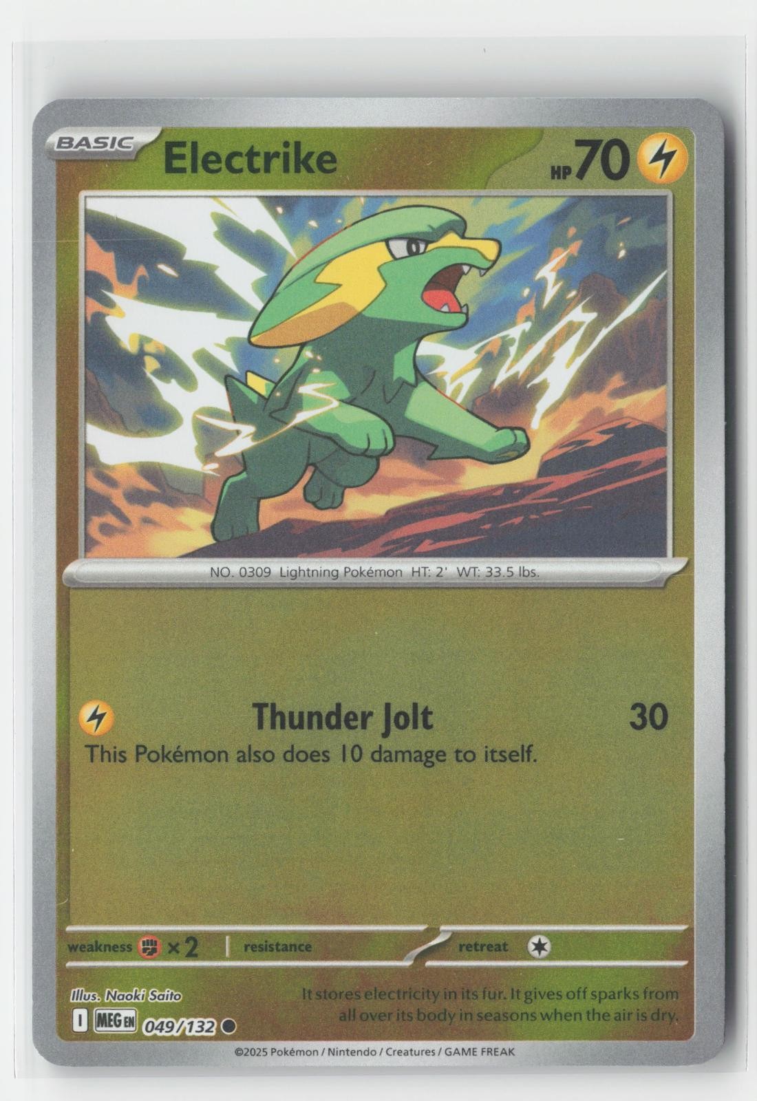 Electrike Reverse Holo Mega Evolution 049/132 C Pokemon NM