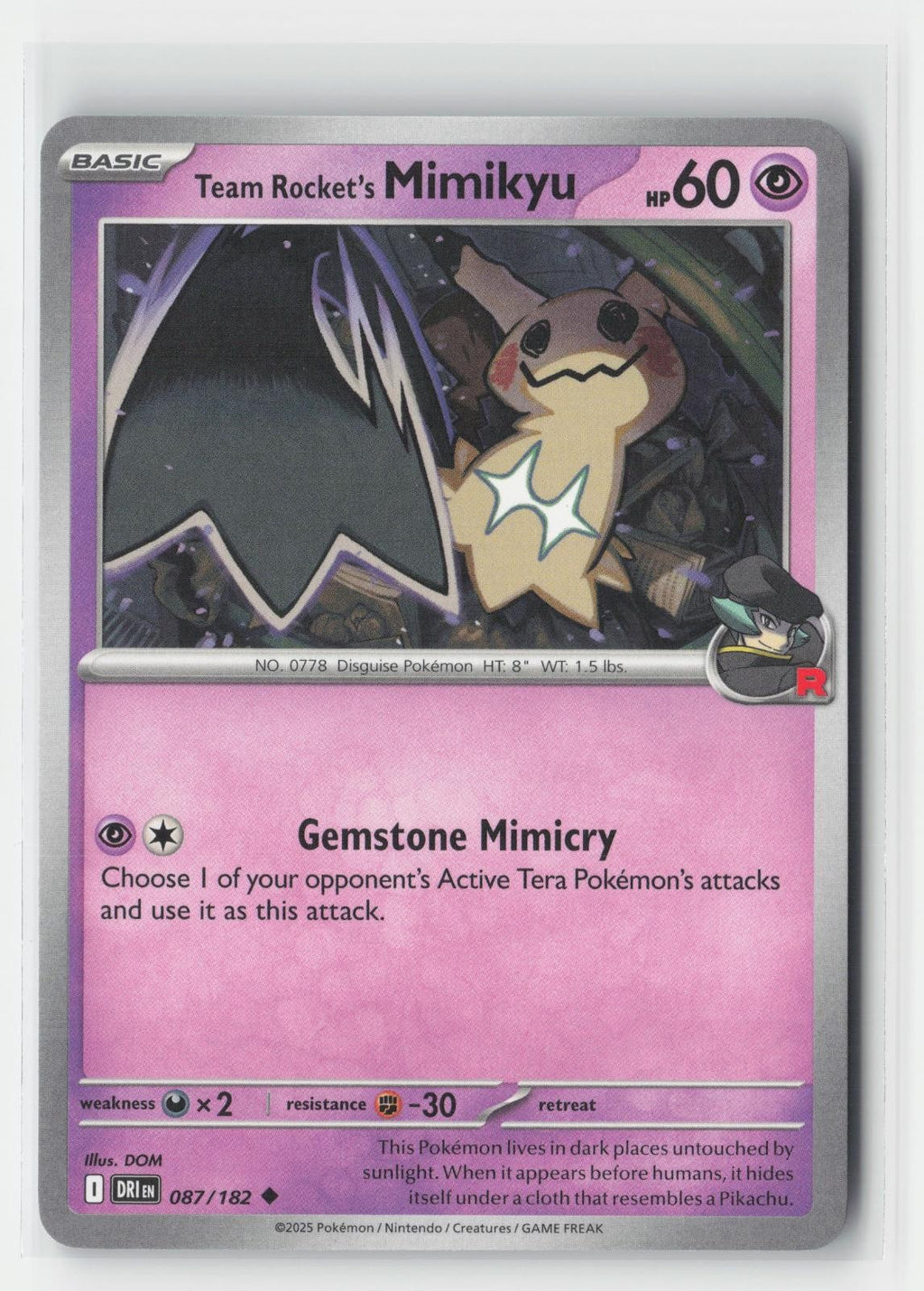 Team Rocket's Mimikyu Destined Rivals 087/182 UC Pokemon NM