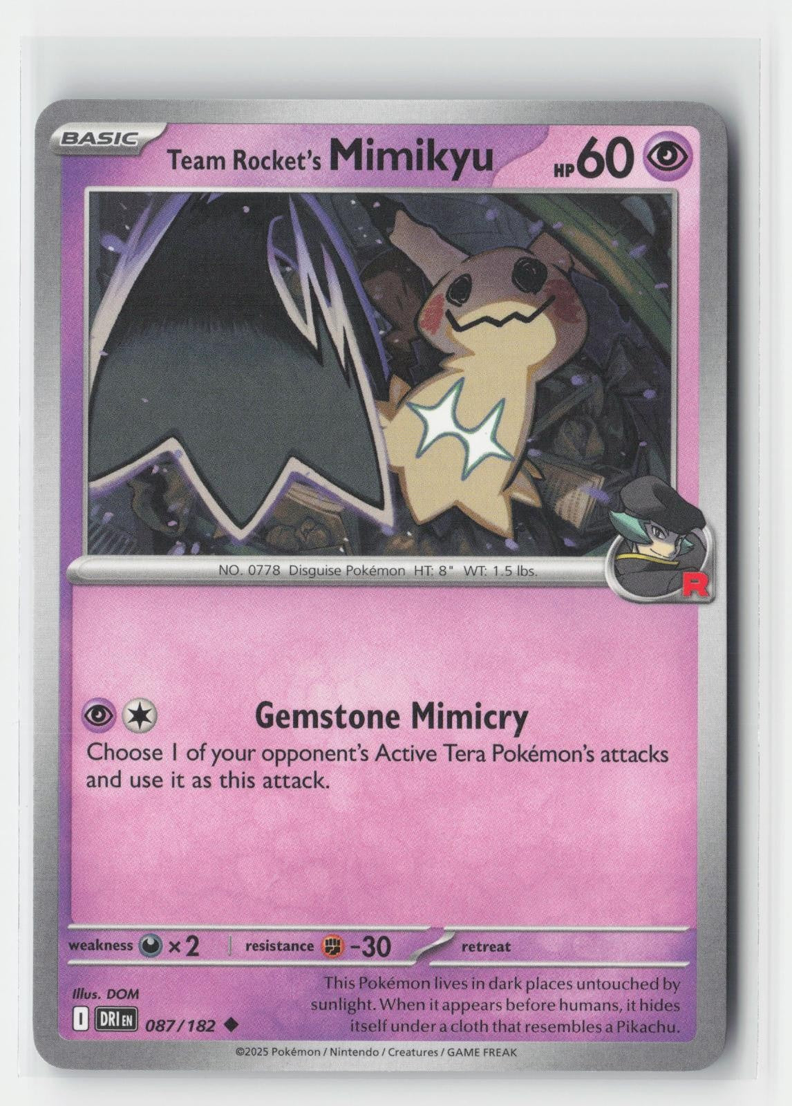 Team Rocket's Mimikyu Destined Rivals 087/182 UC Pokemon NM
