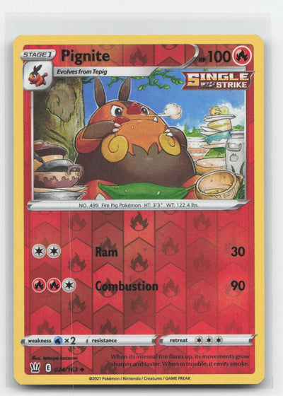 Pignite Reverse Holo Battle Styles 024/163 UC Pokemon LP