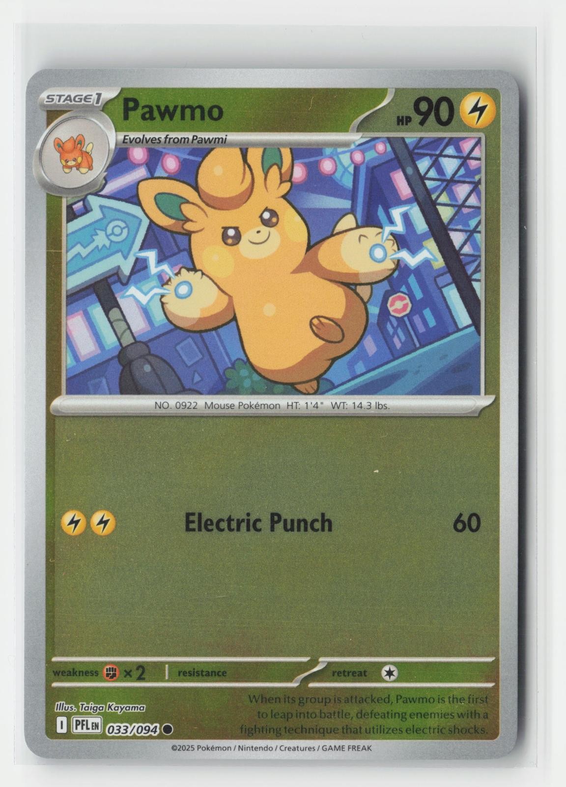 Pawmo Reverse Holo Phantasmal Flames 033/094 C Pokemon NM