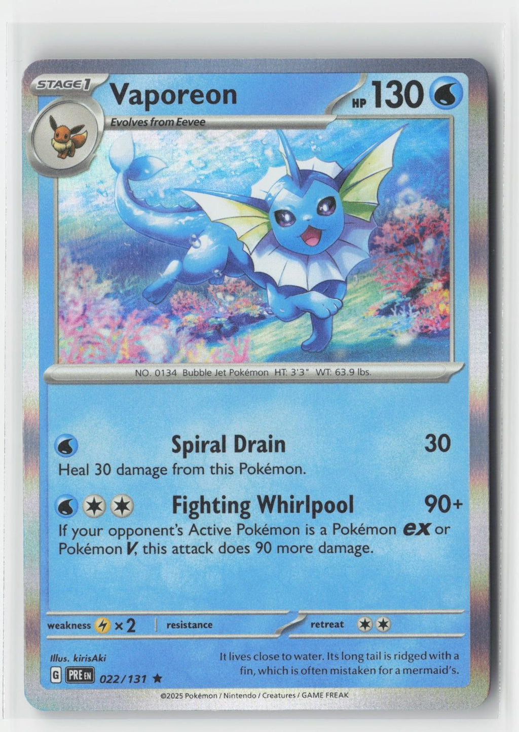Vaporeon Holo Holo Prismatic Evolutions 022/131 R Pokemon NM