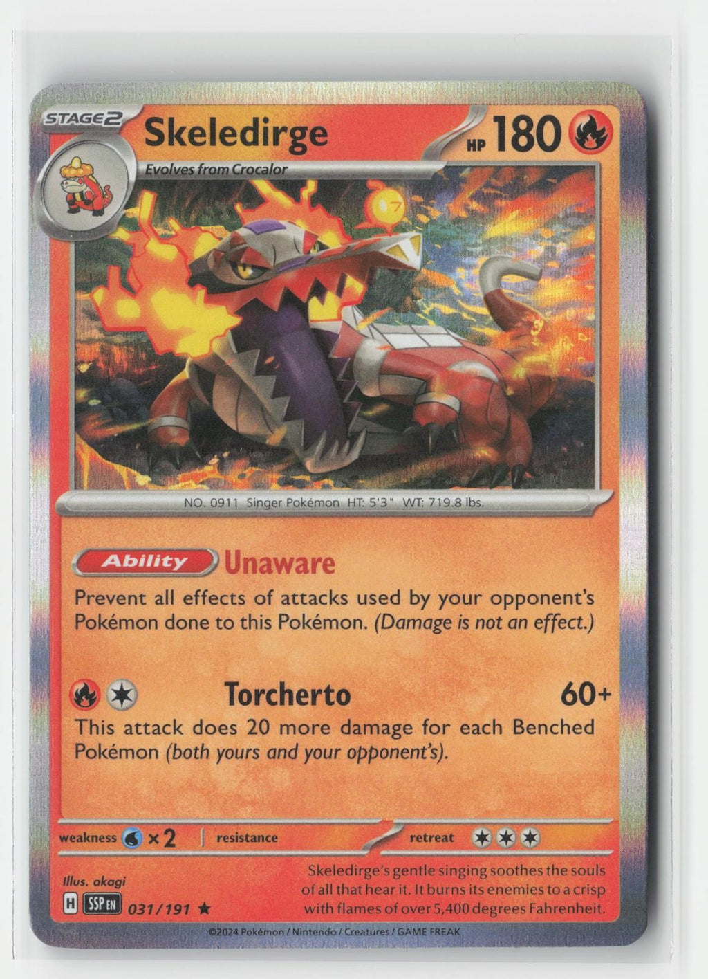Skeledirge Holo Surging Sparks 031/191 R Pokemon NM