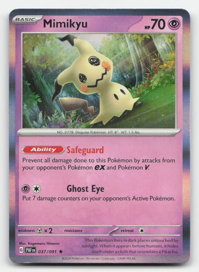 Mimikyu Reverse Holo Paldean Fates 037/091 R Pokemon NM