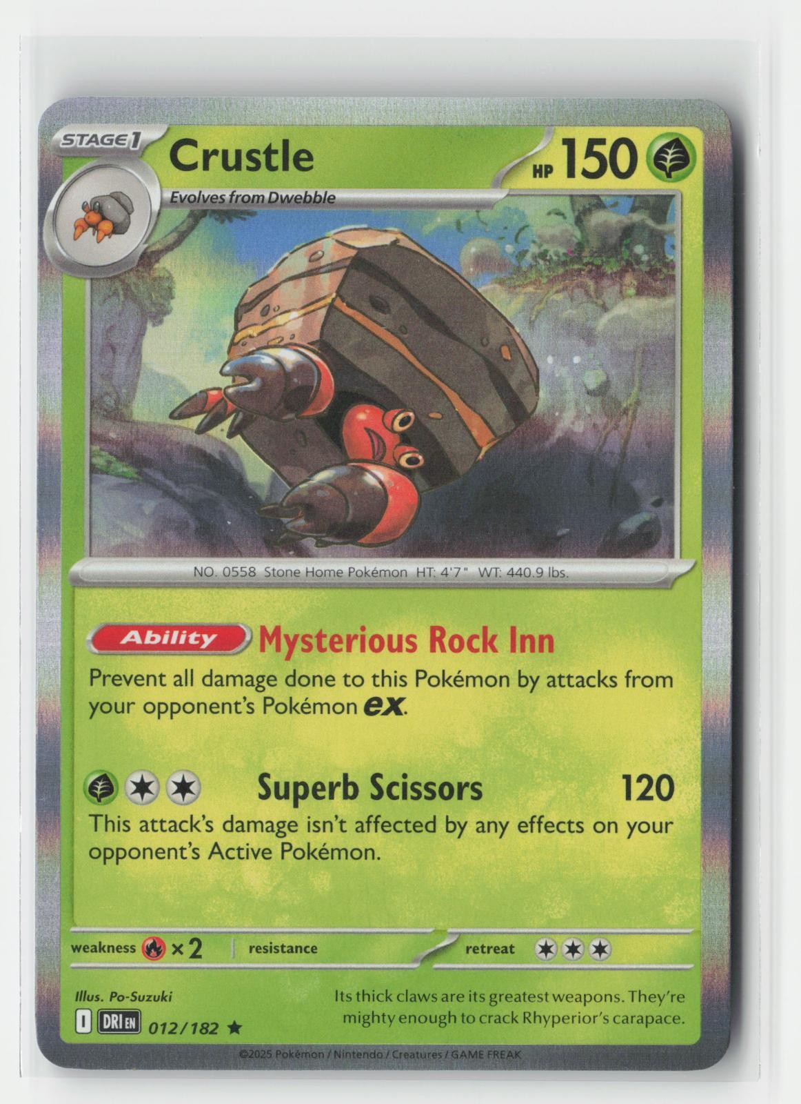 Crustle Holo Destined Rivals 012/182 R Pokemon NM