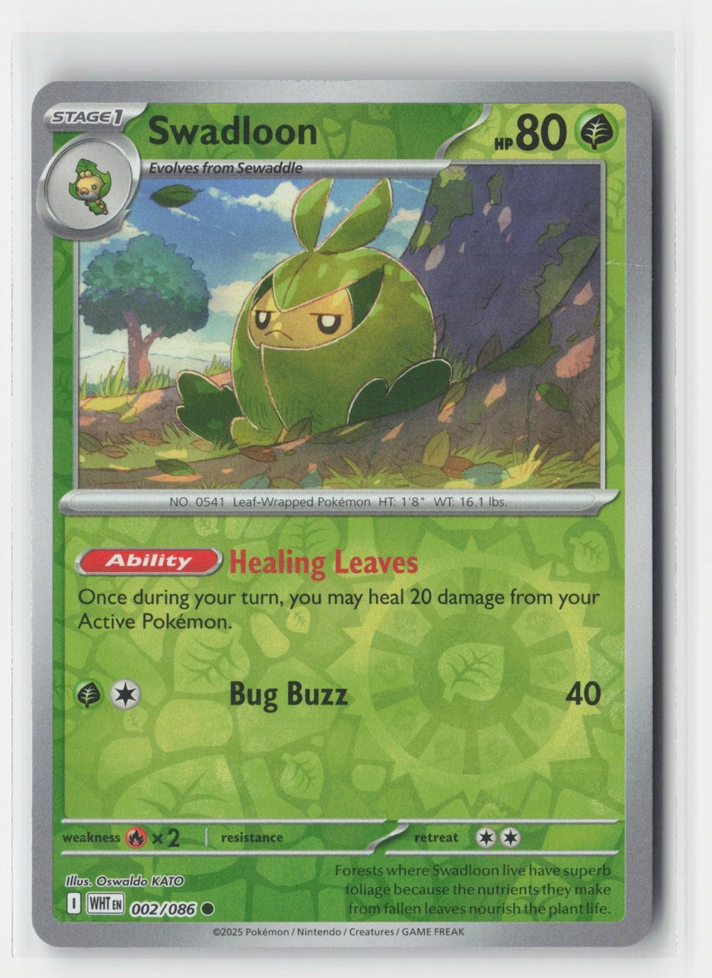 Swadloon Reverse Holo White Flare 002/086 C Pokemon NM