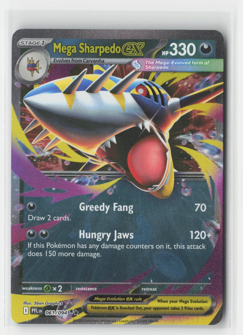 Mega Sharpedo ex Holo Phantasmal Flames 061/094 Double Rare Pokemon NM