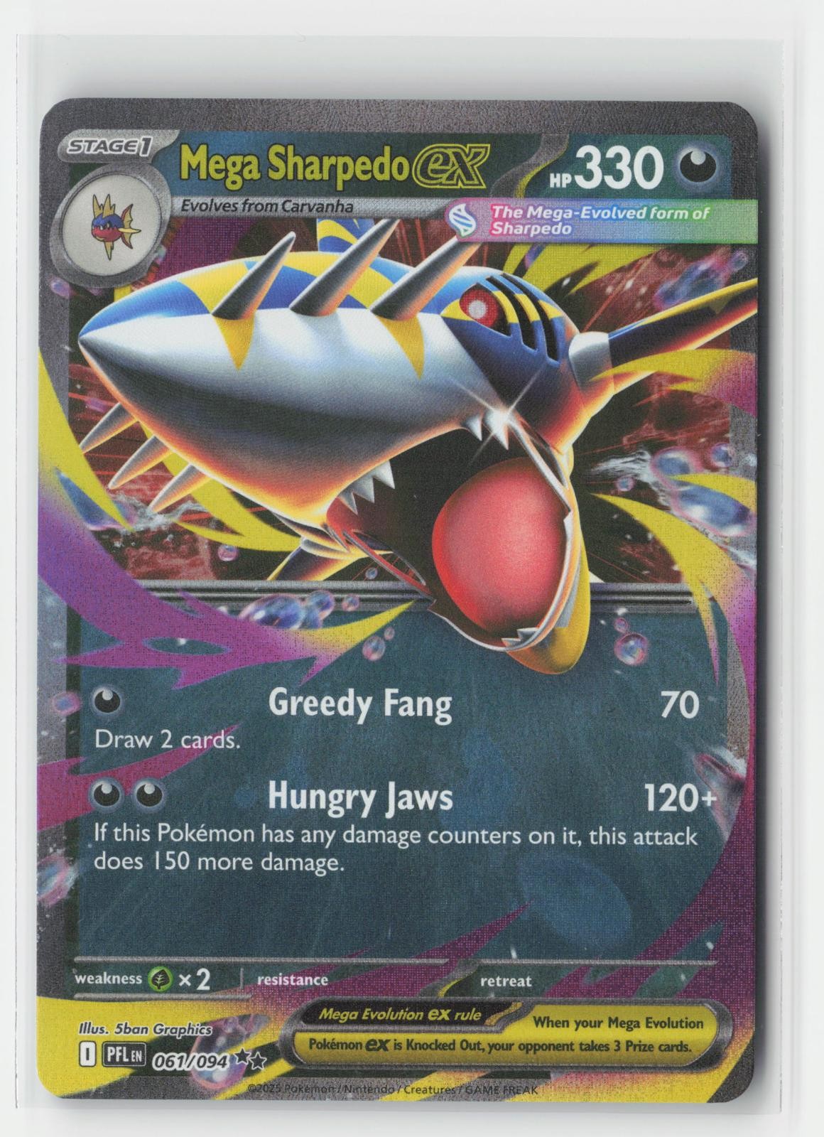 Mega Sharpedo ex Holo Phantasmal Flames 061/094 Double Rare Pokemon NM