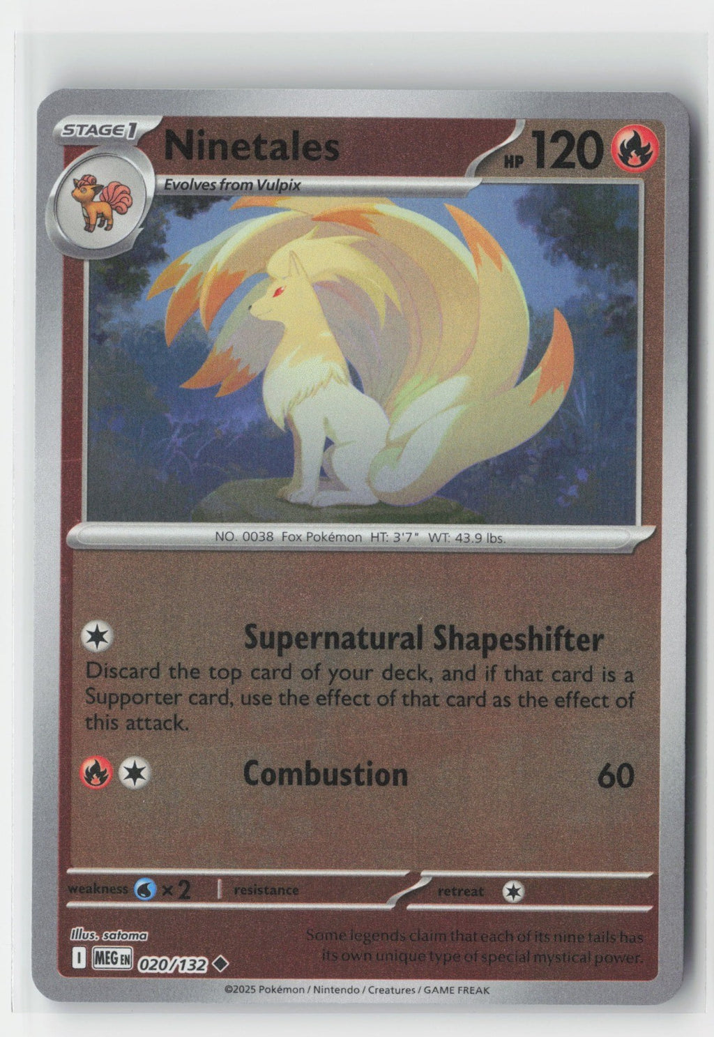 Ninetales Reverse Holo ME01: Mega Evolution MEG 020/132 Pokemon TCG