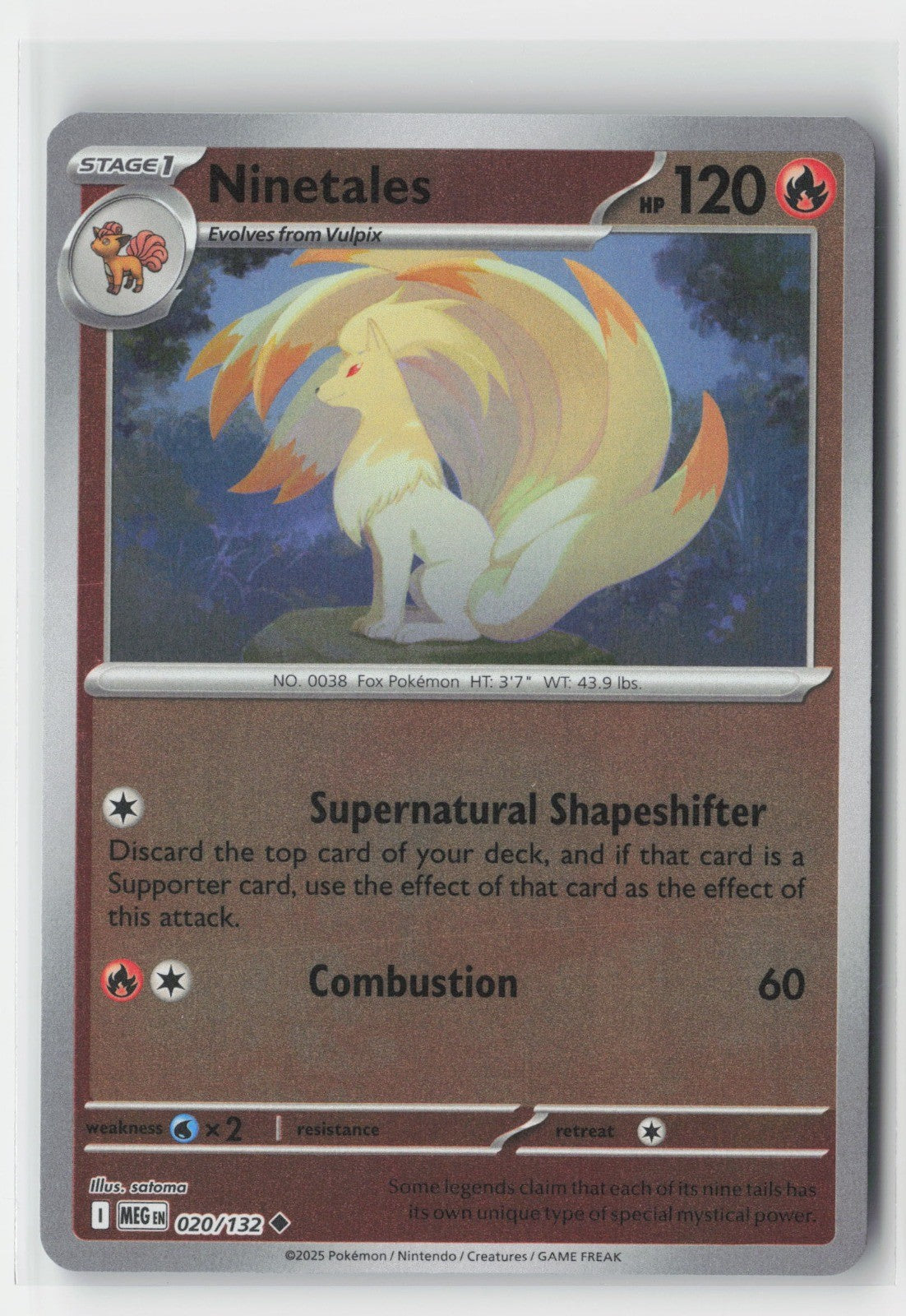Ninetales Reverse Holo ME01: Mega Evolution MEG 020/132 Pokemon TCG