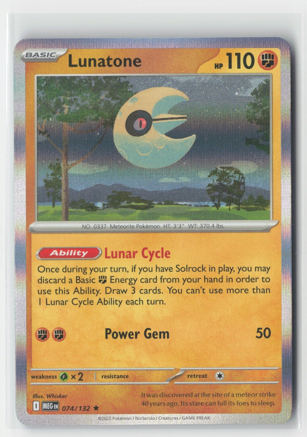 Lunatone Holo ME01: Mega Evolution MEG 074/132 Pokemon TCG