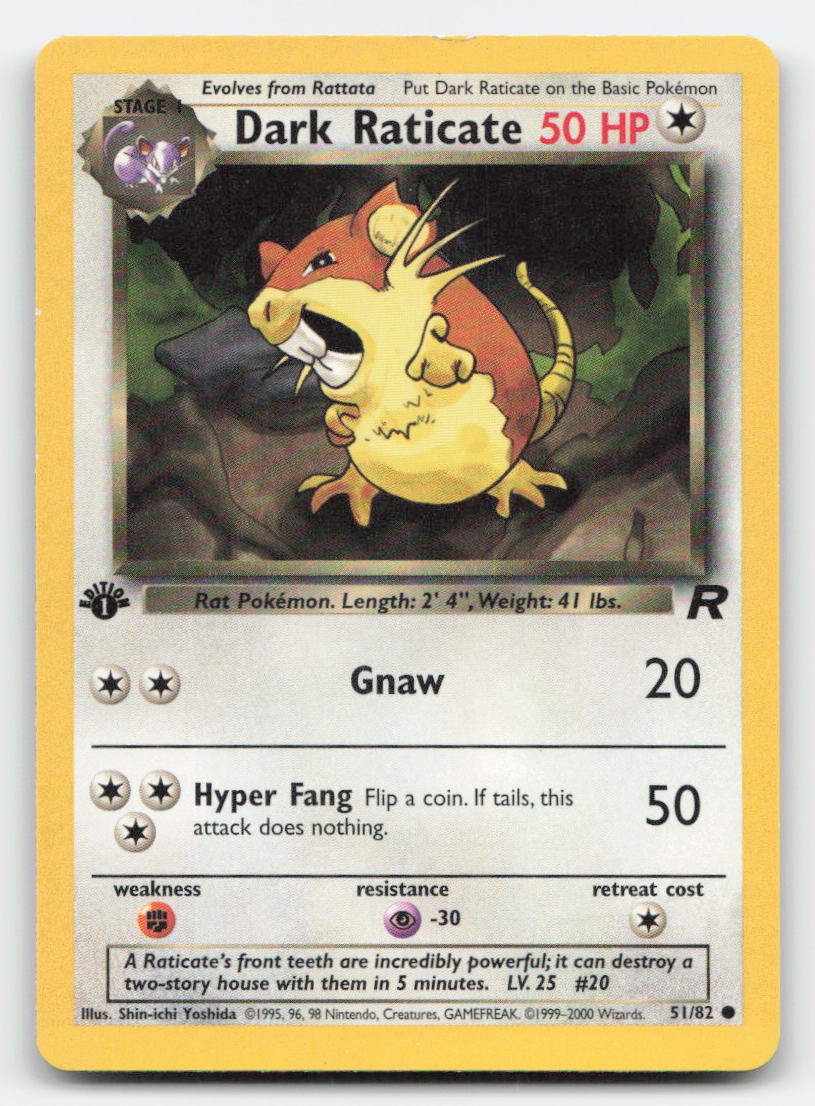 Dark Raticate 1st Edition Team Rocket 51/82 C Pokemon LP
