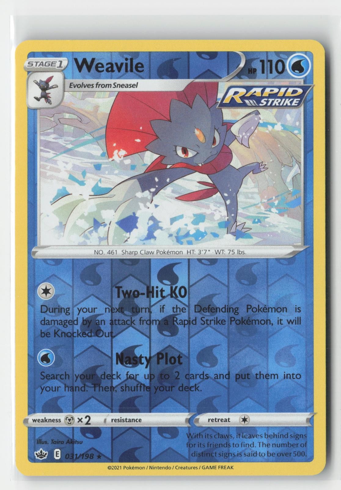 Weavile Holo Chilling Reign 031/198 R Pokemon Reverse Holo NM