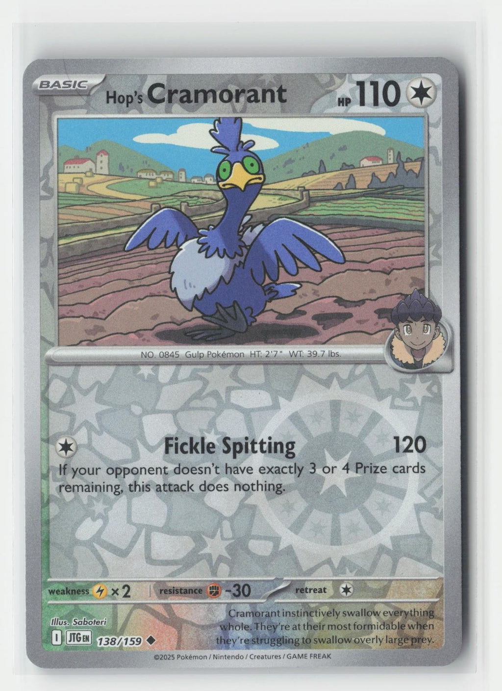 Hop's Cramorant Reverse Holo Journey Together 138/159 UC Pokemon NM