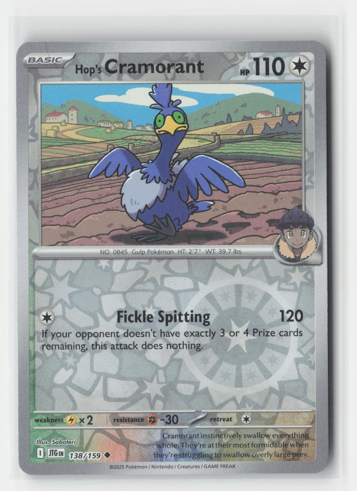 Hop's Cramorant Reverse Holo Journey Together 138/159 UC Pokemon NM
