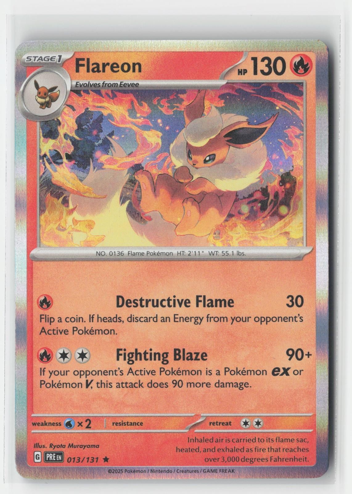 Flareon Holo Holo Prismatic Evolutions 013/131 R Pokemon NM