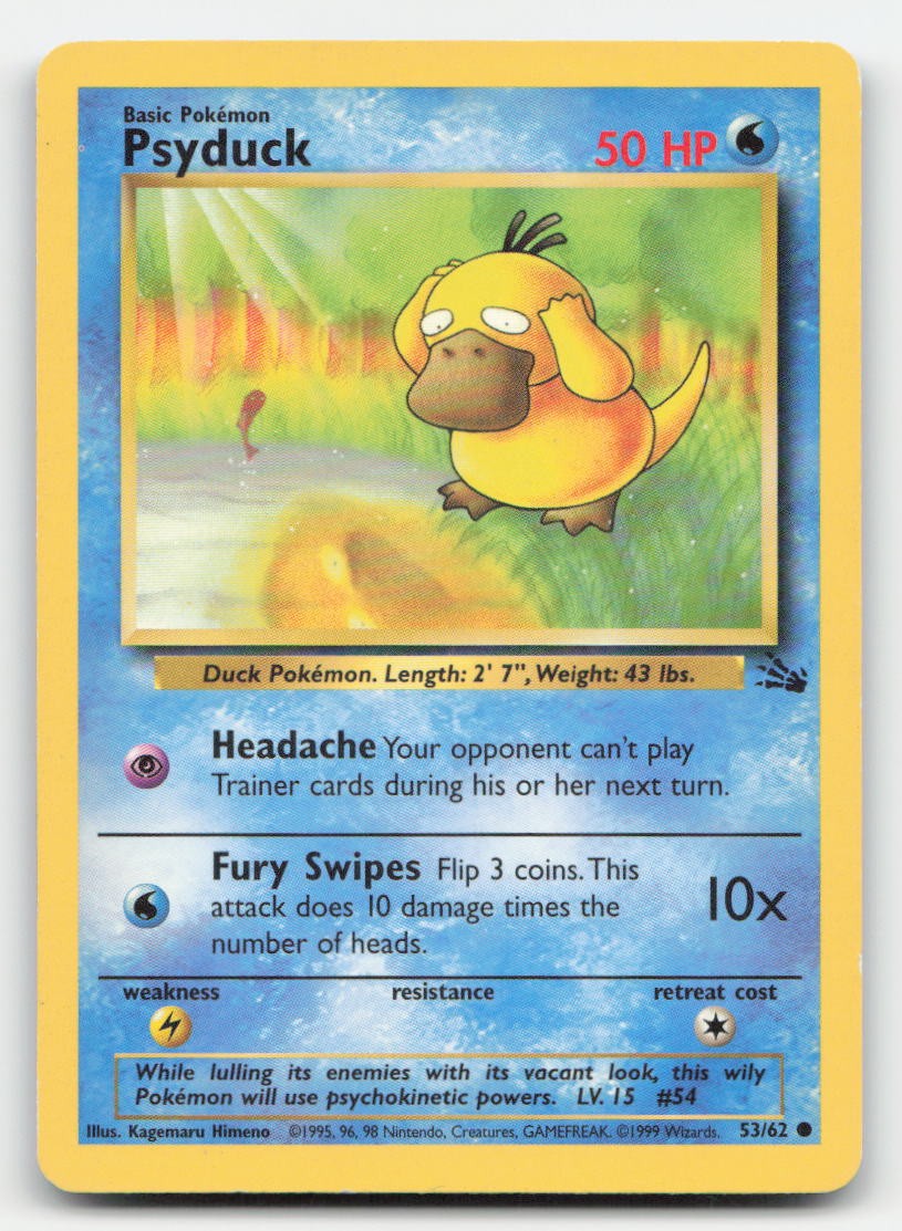 Psyduck Unlimited Fossil 53/62 C Pokemon DMG